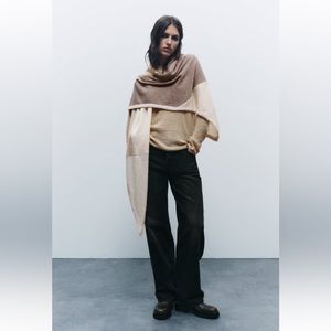 Zara patchwork knit cape